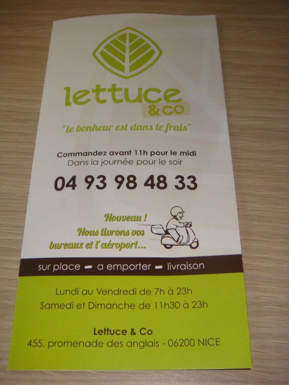 La carte Lettuce & Co