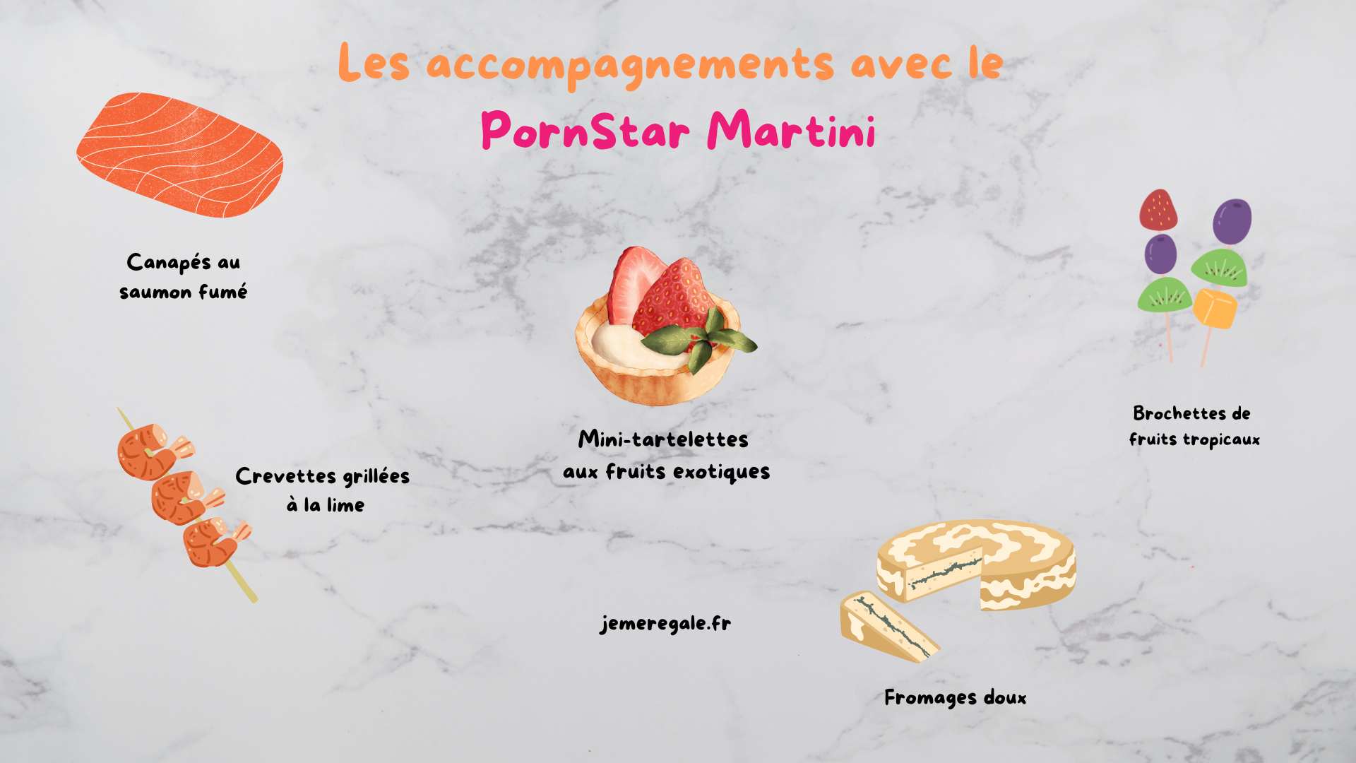 Snacks et plats qui complètent le cocktail